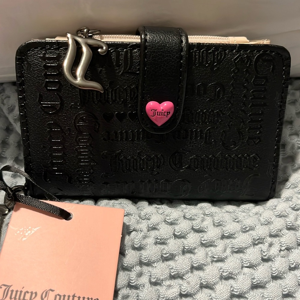 Juicy Couture Black Wallet with Pink Heart Accent